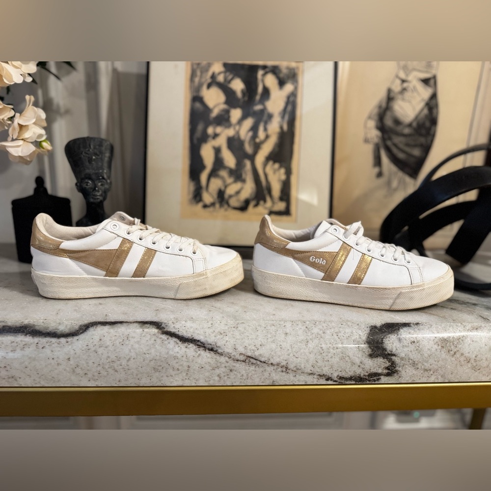 Gola White and Gold Women's Athletic Sneakers - Picture 4 of 7
